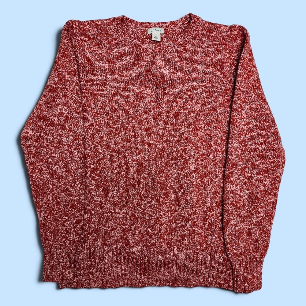 LL Bean Marled Chunky Knit Crew Sweater Cozy Preppy Coastal Cabin Cotton Small - Picture 1 of 6